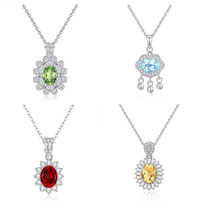 925 Sterling Silver Necklace Pendant Mount for 6x8mm Oval Gemstone, Semi-finished Minimalist