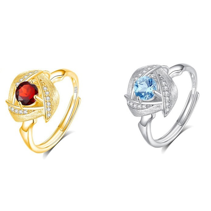 925 Sterling Silver Ring Mount for 5mm Round Gemstone, Rose Pattern Brushed Finish Luxury DIY