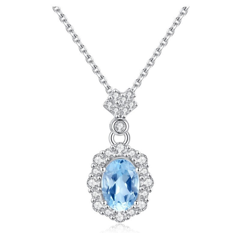 925 Sterling Silver Necklace Pendant Mount for 5x7mm Oval Gemstone, Semi-finished Personalized DIY Collarbone Chain