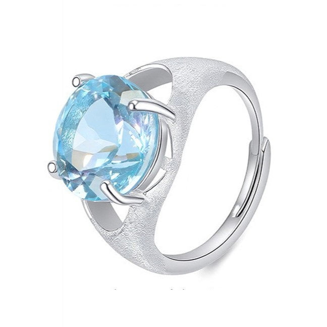 925 Sterling Silver Ring Mount for 12mm Round Gemstone, Classic Brushed Finish Luxury DIY