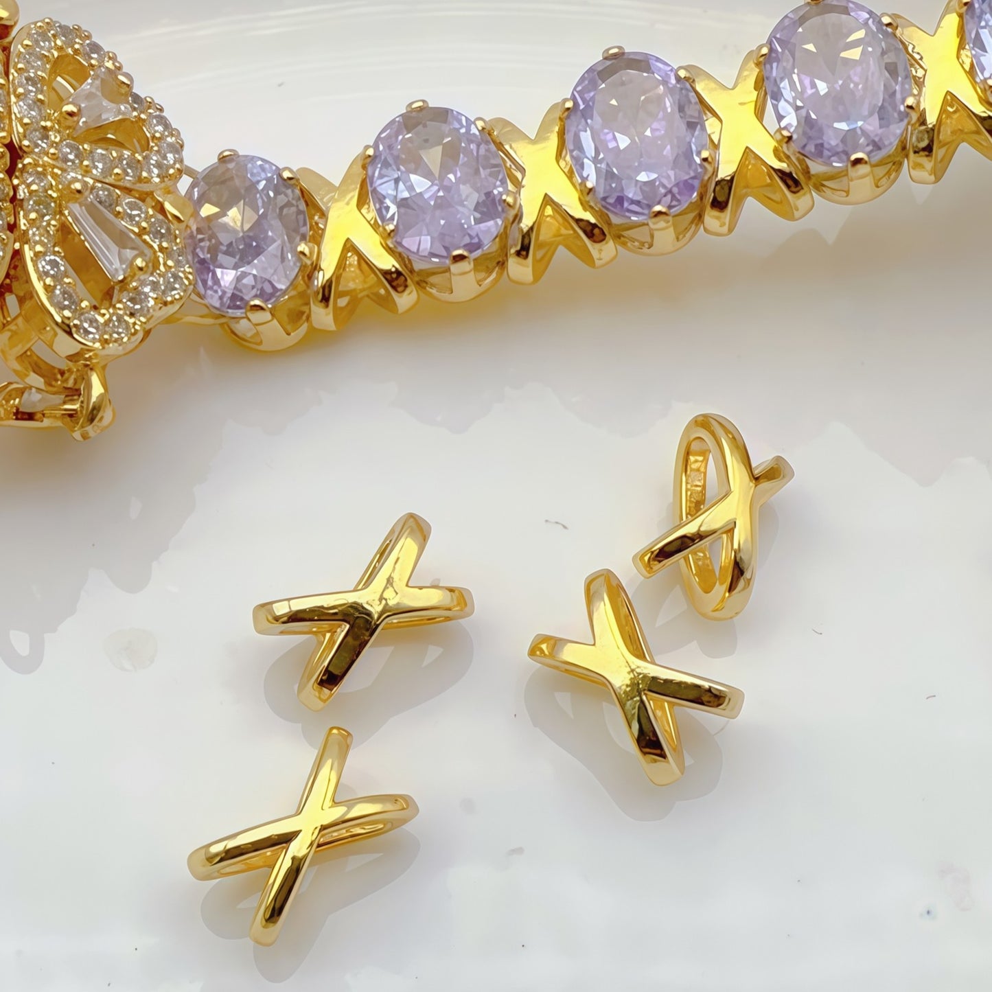 (10pcs)Smooth X-Cross Spacer Beads