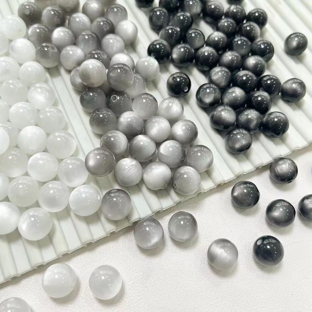 (50pcs)8/10/12/16MM Cat Eye Resin Loose Beads
