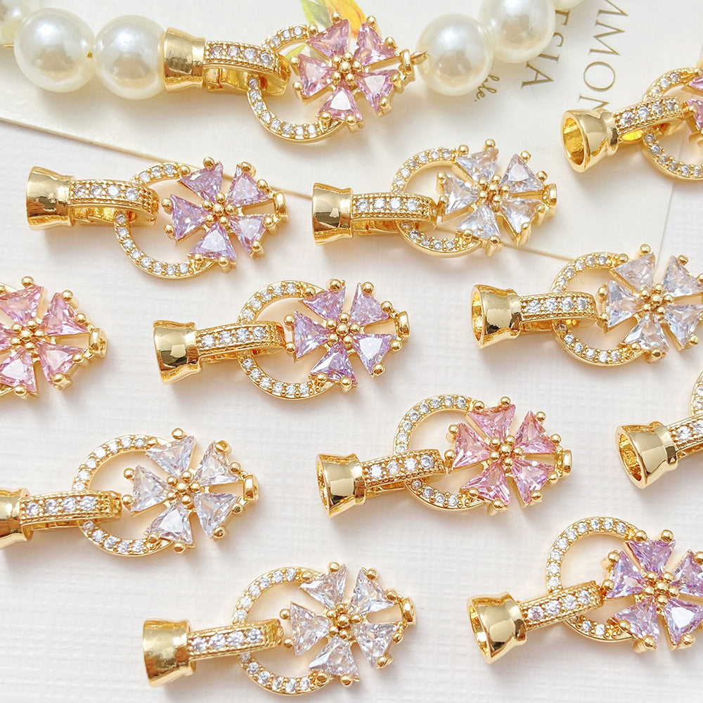 CZ-Set Flower Single Clasp