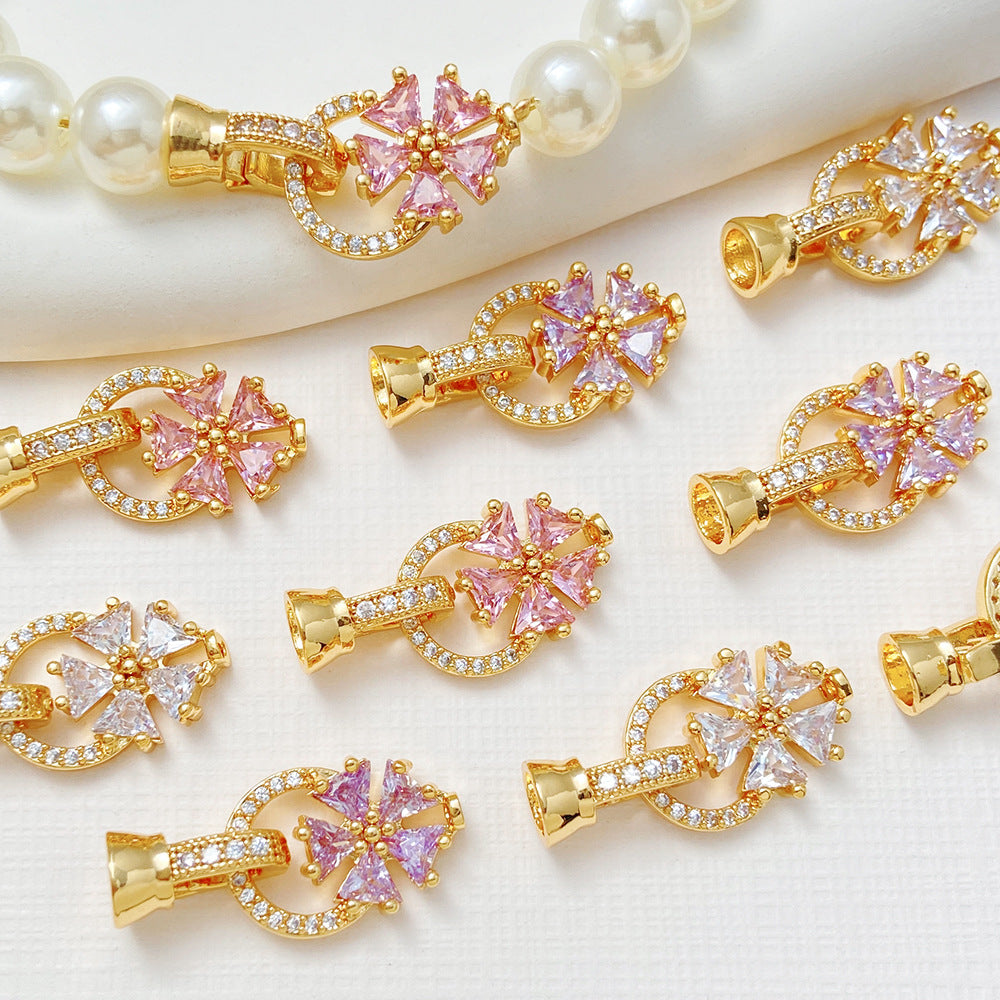 CZ-Set Flower Single Clasp