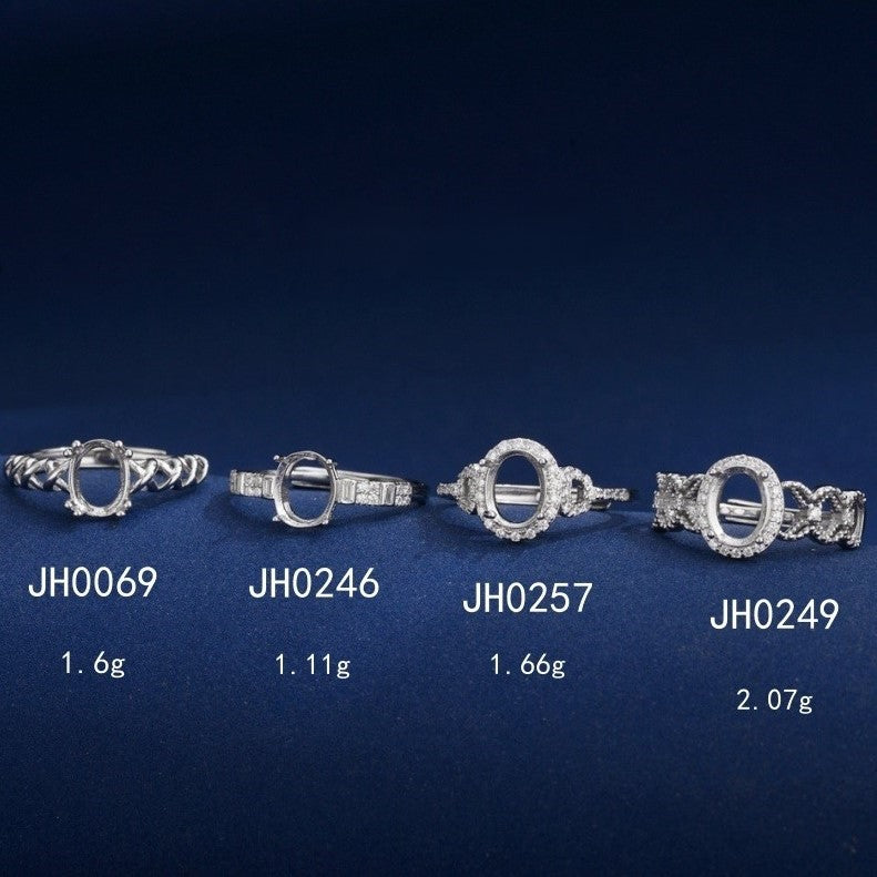 Solid 925 Sterling Silver Blank Ring Setting for 6x8MM Oval Diamond