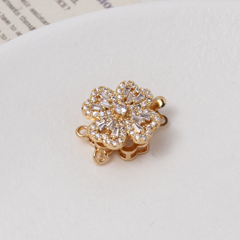 Light Luxury Zircon-Filled Rotatable Four-Leaf Flower