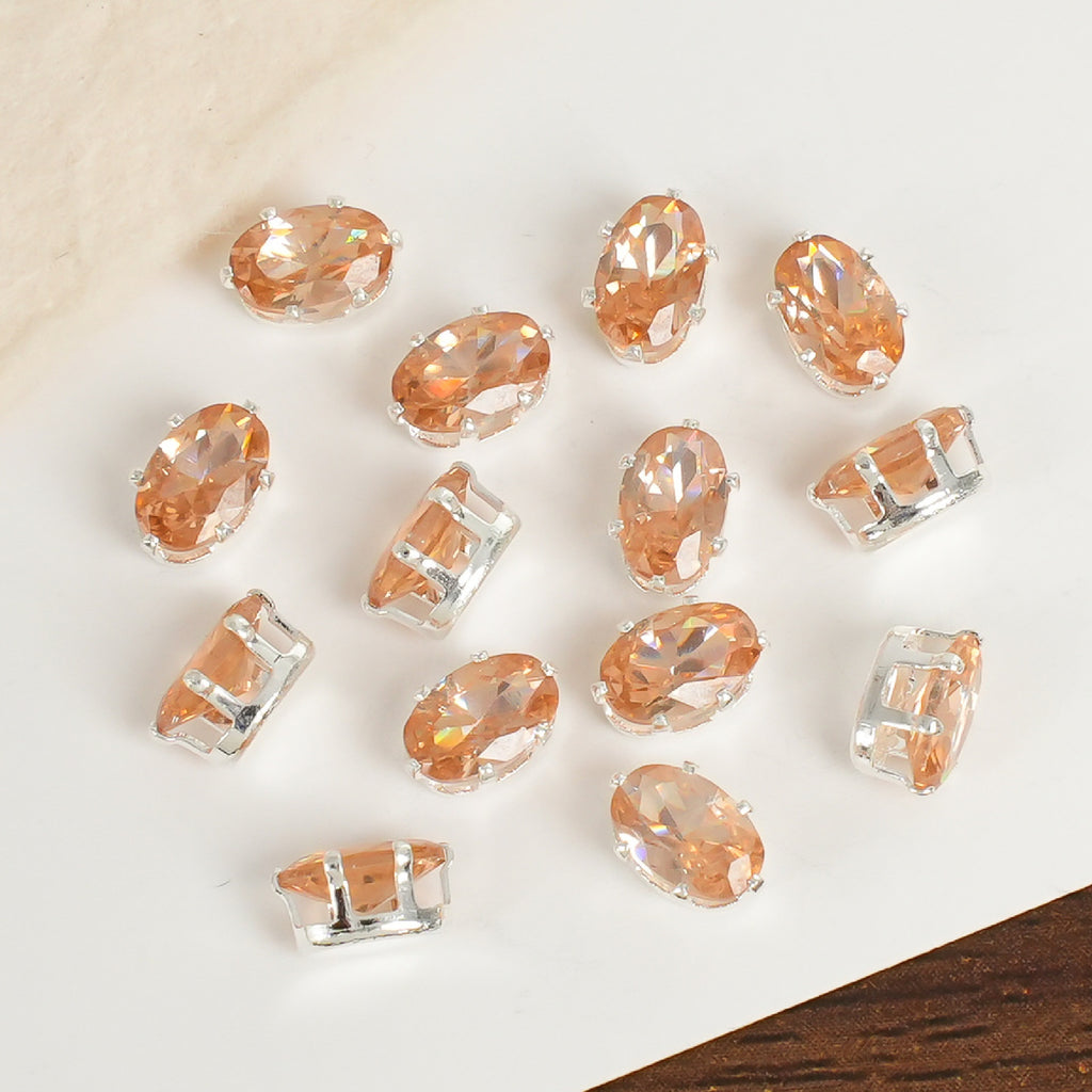 (100pcs)4x6mm Oval Prong-Set CZ