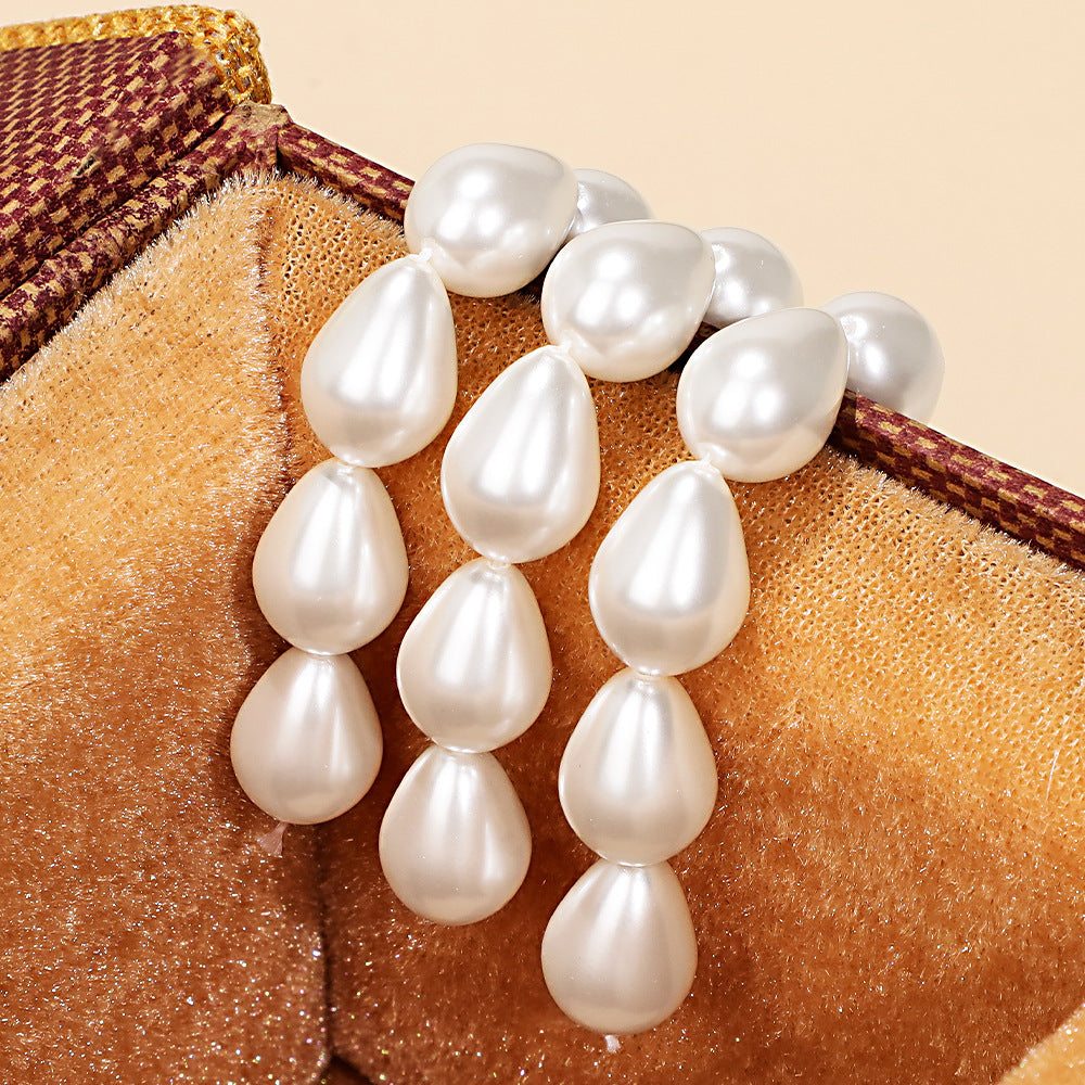 (20pcs)High-Luster Oval Imitation Pearl Drop Bead - Creamy White