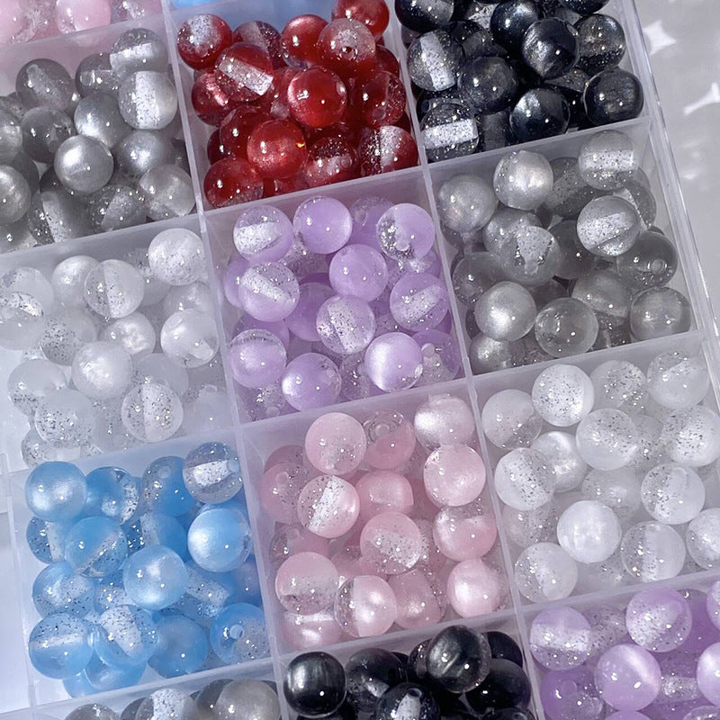 (100pcs)8mm Resin Golden Sands Cat's Eye Beads
