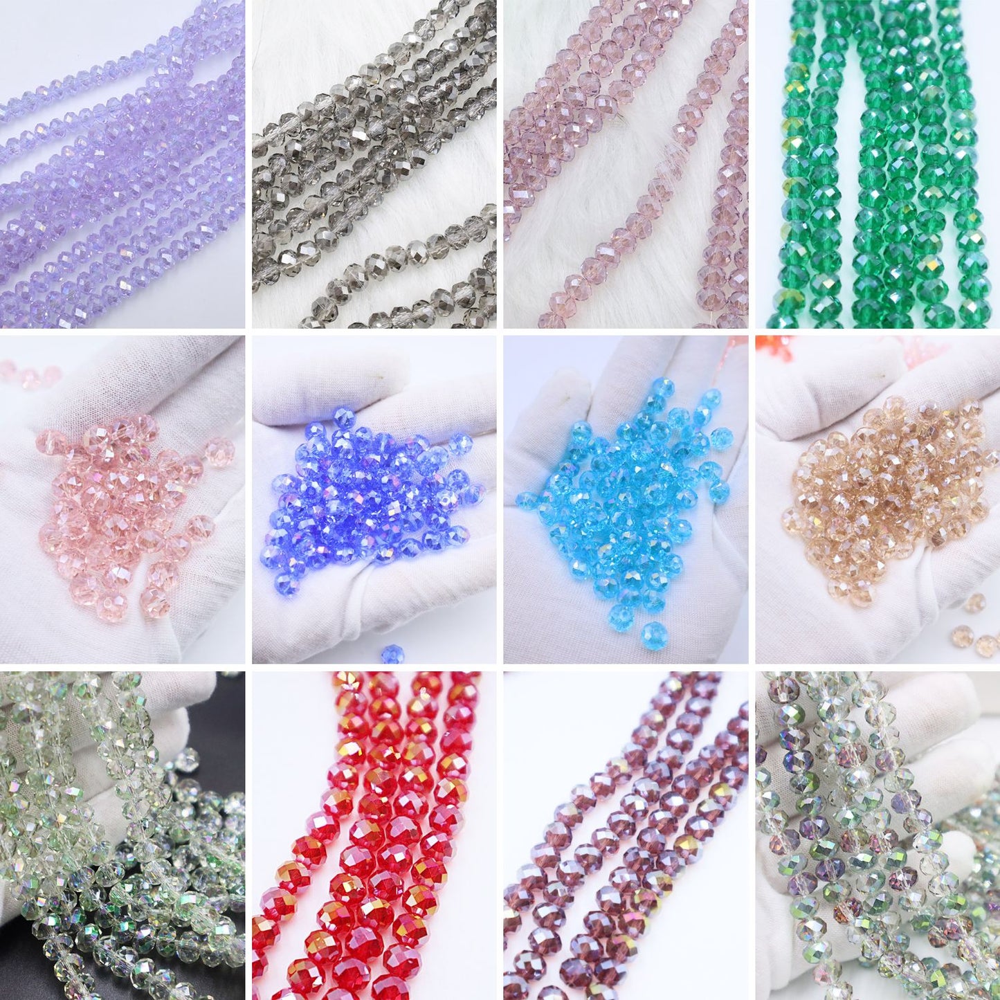 Premium 4/6/8mm Rondelles Crystal Beads-PureLucent Glitter Collection