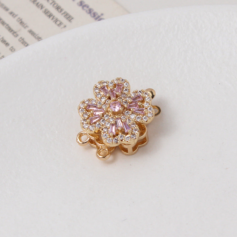 Light Luxury Zircon-Filled Rotatable Four-Leaf Flower
