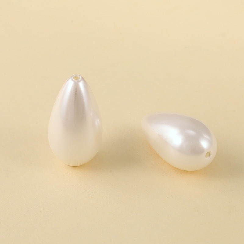 (20pcs)High-Luster Oval Imitation Pearl Drop Bead - Creamy White