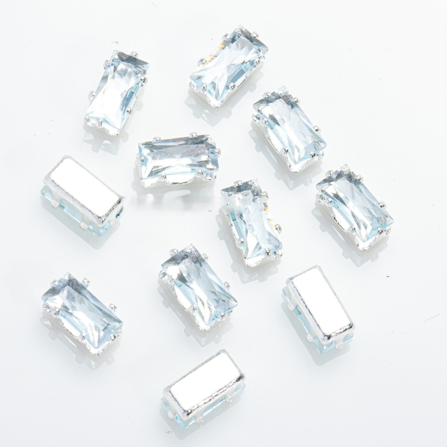(100pcs)3x6mm Rectangle Prong-Set CZ
