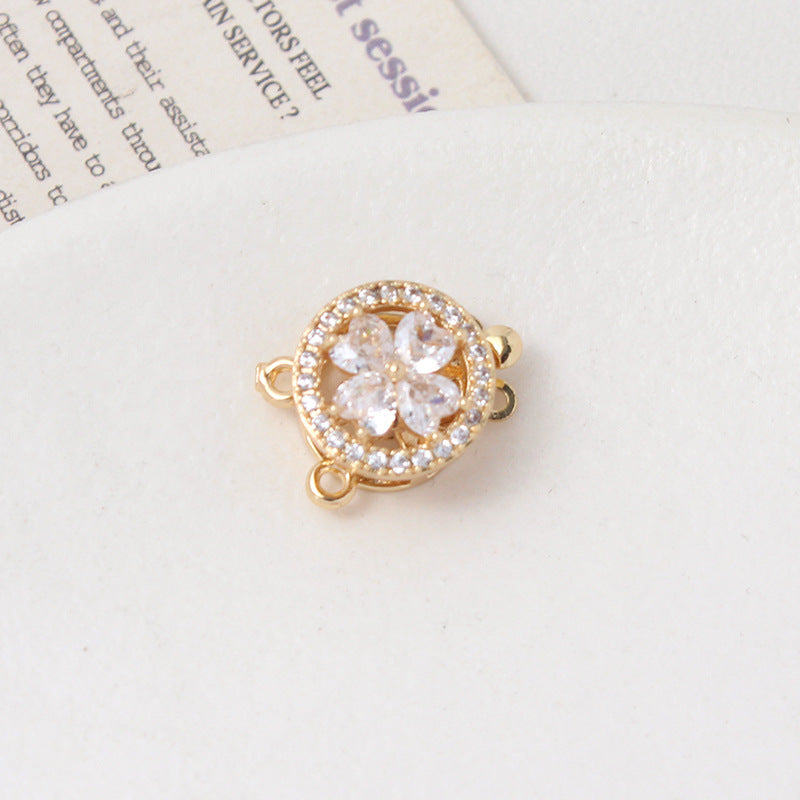 Light Luxury Zircon-Filled Rotatable Four-Leaf Flower
