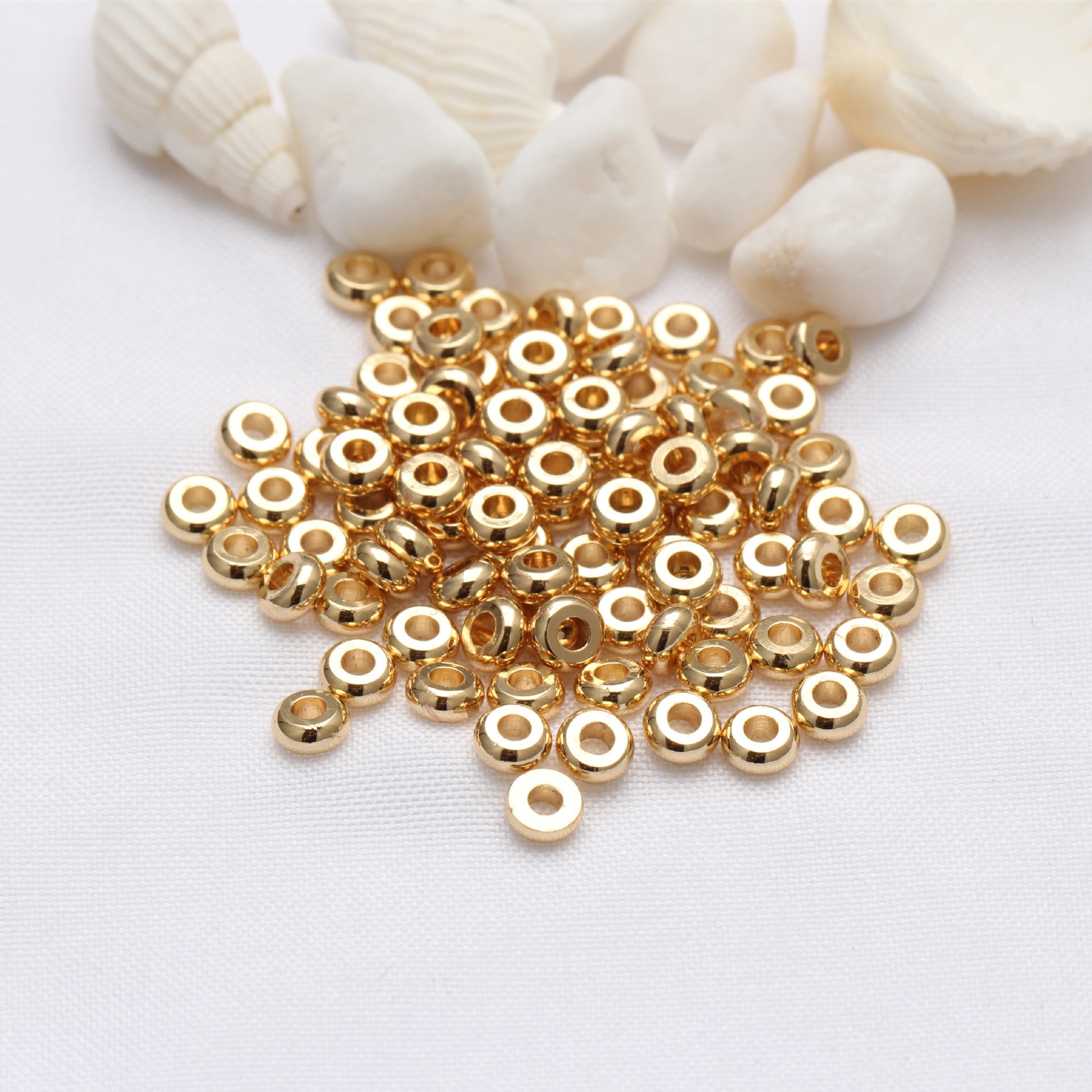 100pcs Wheel Shape Smooth Spacer Beads