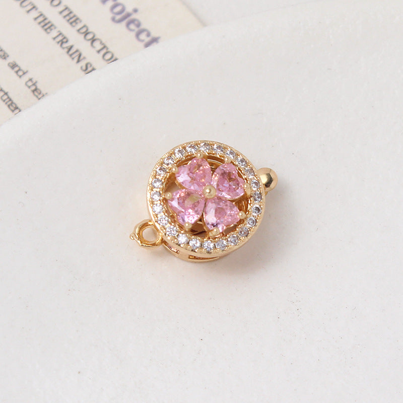 Light Luxury Zircon-Filled Rotatable Four-Leaf Flower