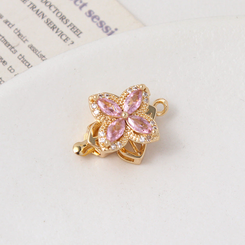 Light Luxury Zircon-Filled Rotatable Four-Leaf Flower