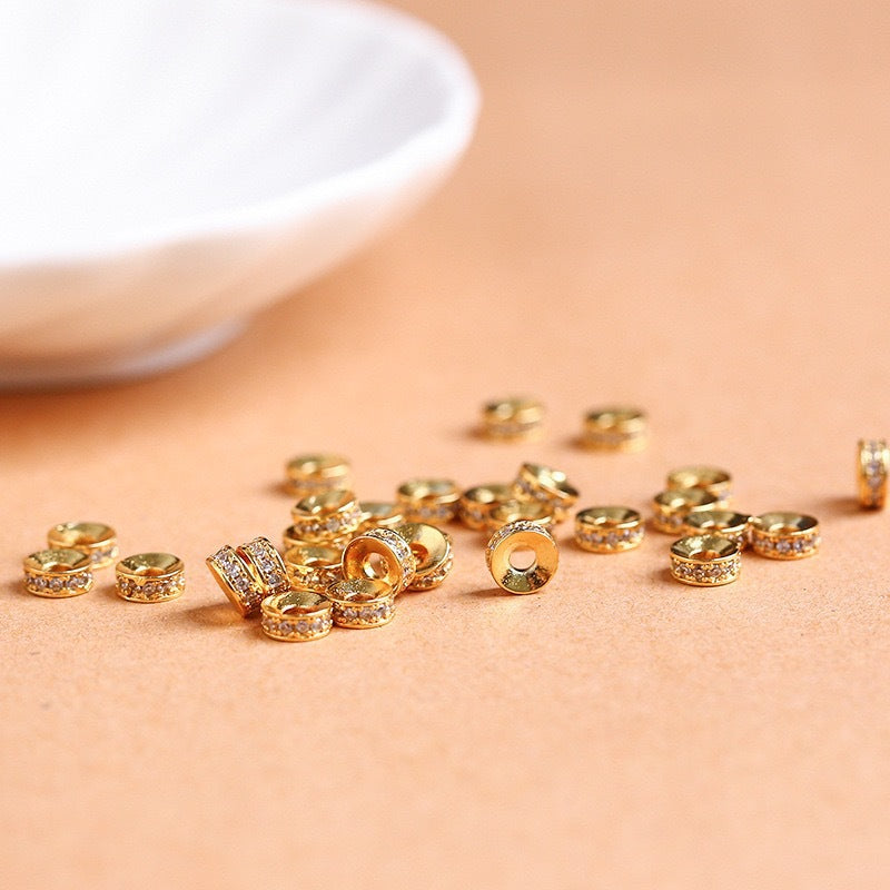 (20pcs)4/6/8mm Copper Micro-Pave CZ Round Spacer Bead