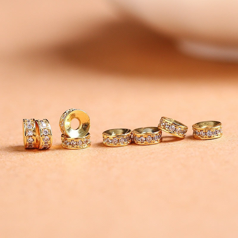 (20pcs)4/6/8mm Copper Micro-Pave CZ Round Spacer Bead