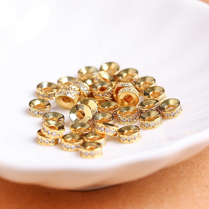 (20pcs)4/6/8mm Copper Micro-Pave CZ Round Spacer Bead