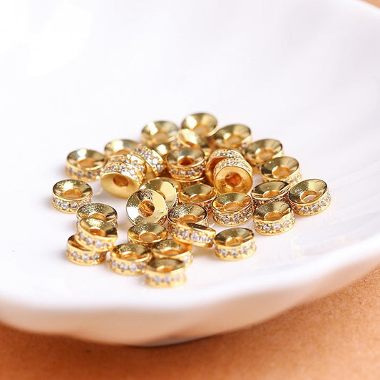 (20pcs)4/6/8mm Copper Micro-Pave CZ Round Spacer Bead