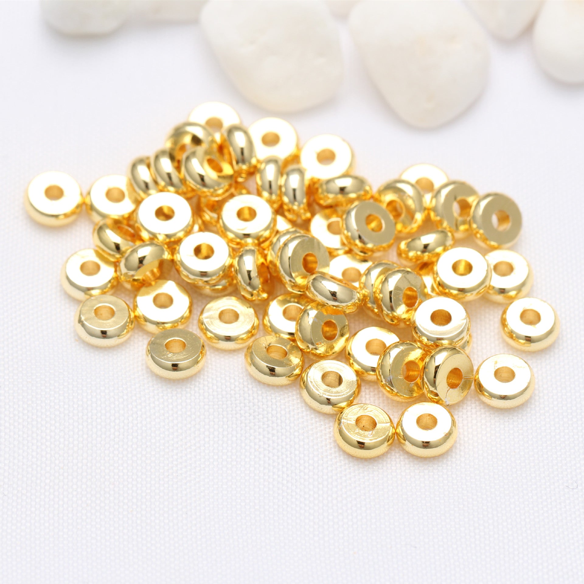 100pcs Wheel Shape Smooth Spacer Beads