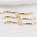 50pcs Plated S Shape Textured Curved Tube Bar Beads