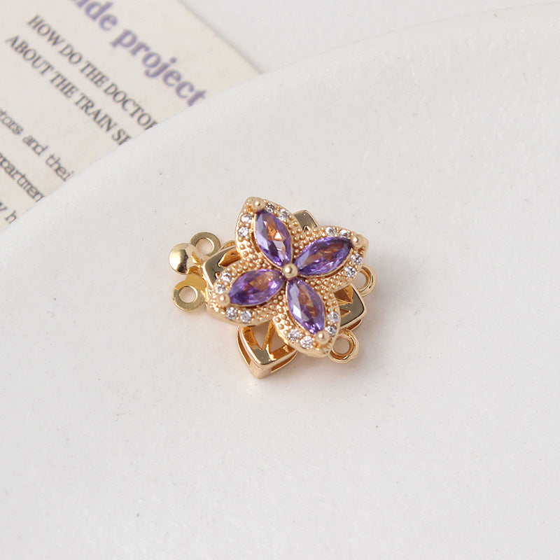 Light Luxury Zircon-Filled Rotatable Four-Leaf Flower