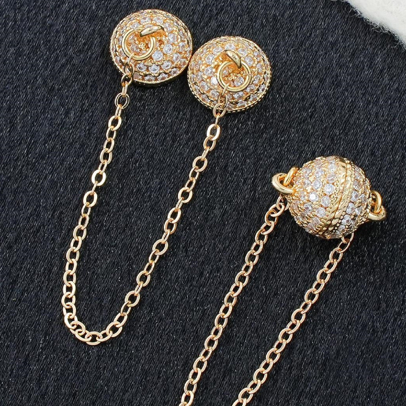 Crystal Ball Magnetic Clasp with Extension Chain