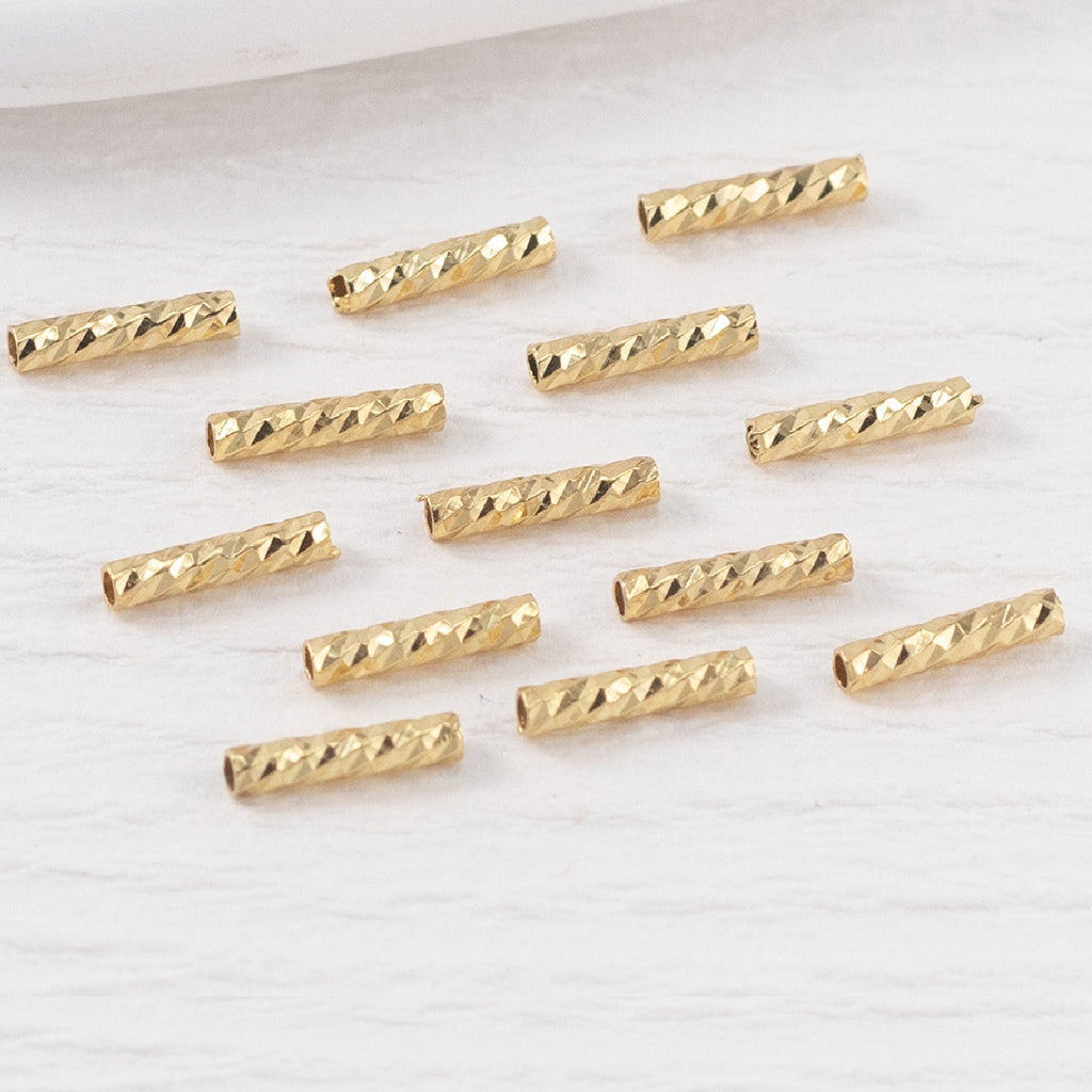 100pcs Straight Textured Tube Bar Beads