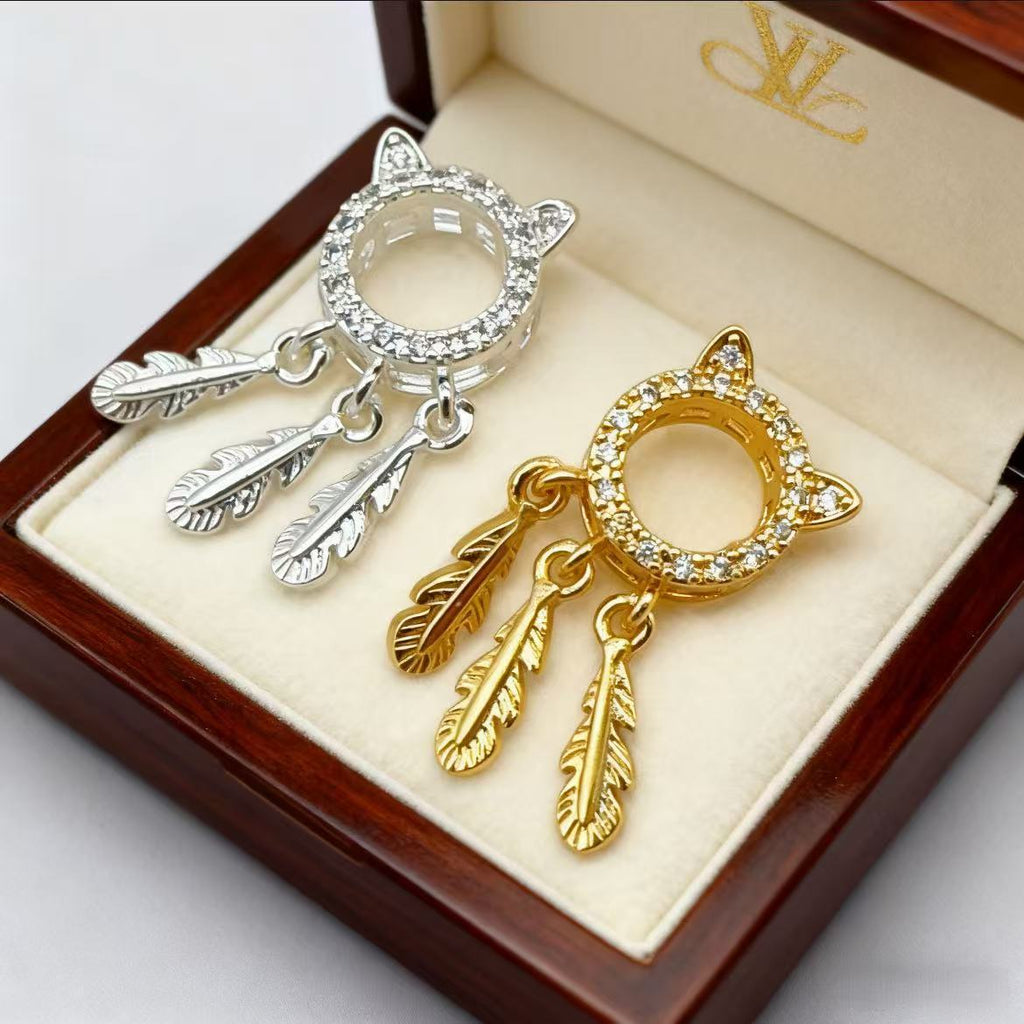 Plated Kitty Cat Bead Frame with Tassel