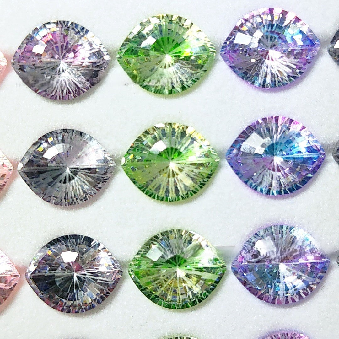 5A 8-10mm Gradient Evil Eye Firework Cut Loose CZ Stone - 1pcs