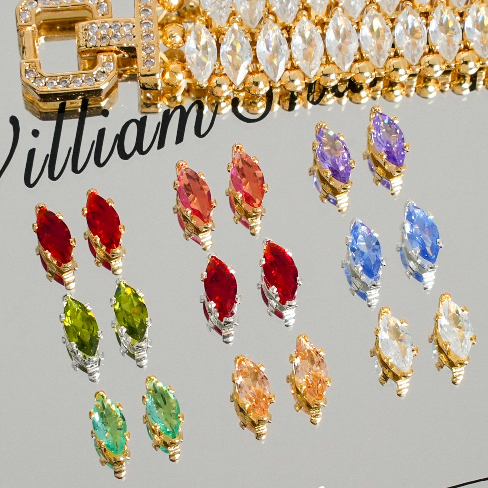 (30pcs)3x6mm 6-prong Gold Base Marquise Prong-Set Zircon Beads