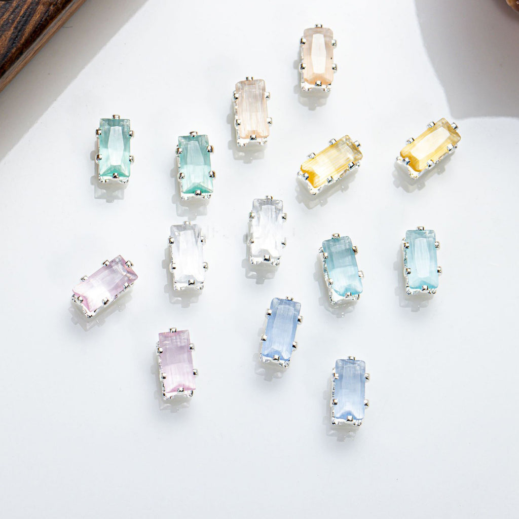 (100pcs)2.5x5mm Cat Eye Rectangle Prong-Set CZ