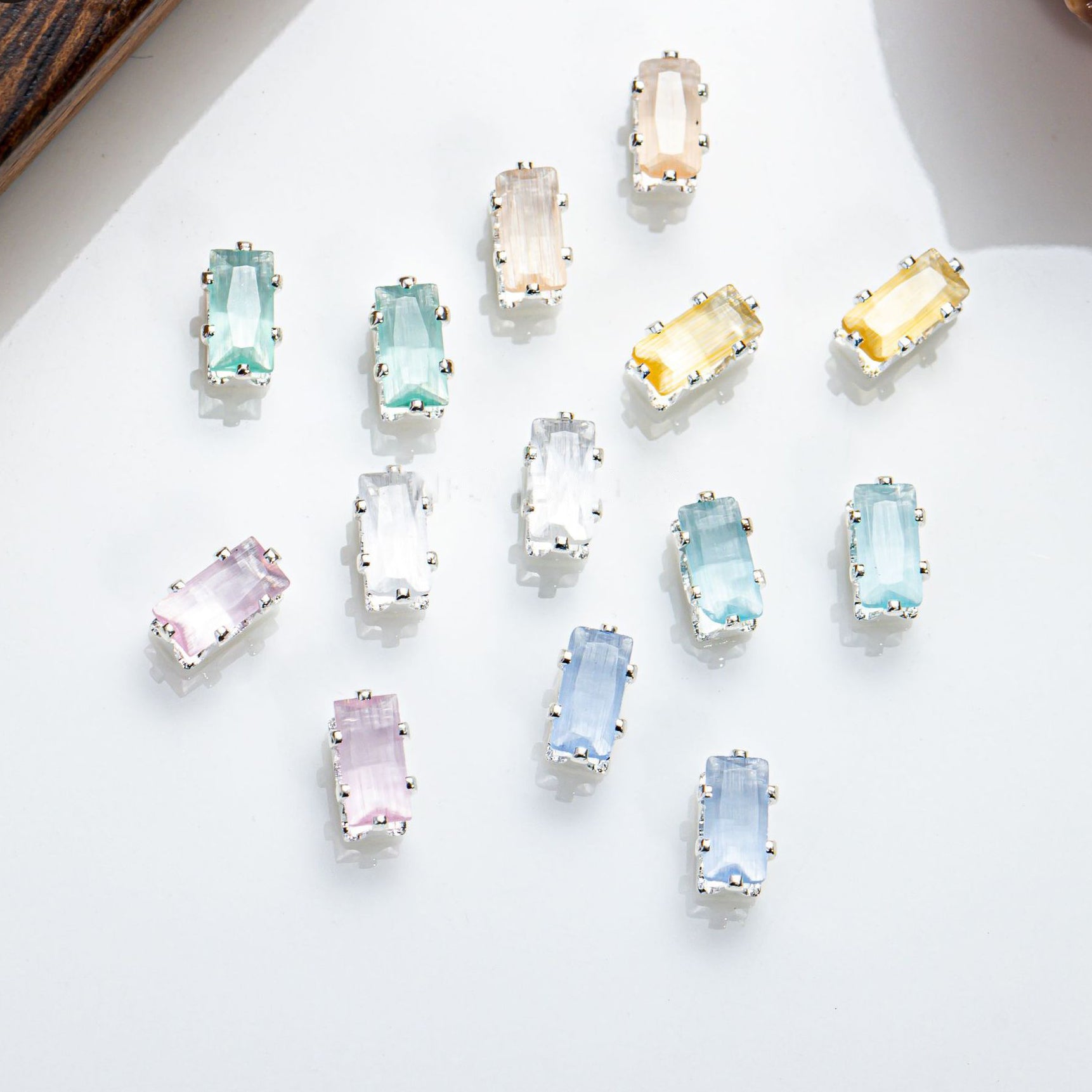 (100pcs)2.5x5mm Cat Eye Rectangle Prong-Set CZ