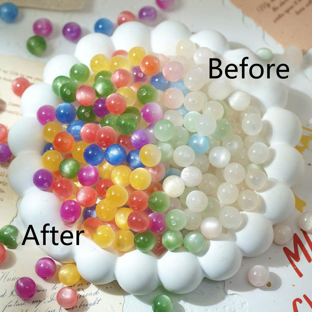 (50pcs)8-16mm Color-Changing Resin Round Beads - Light & Temperature Sensitive