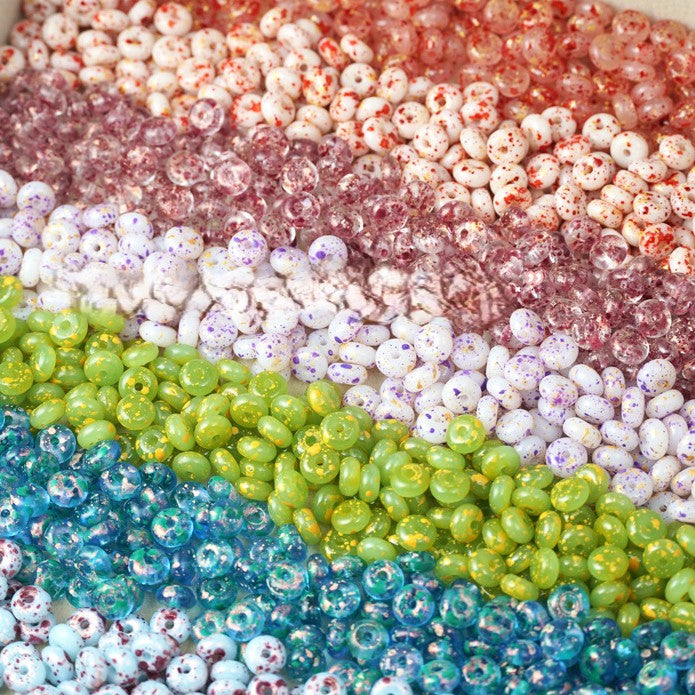 (100pcs)3x6mm Picasso Abacus Beads - Vintage Glass Seed Beads