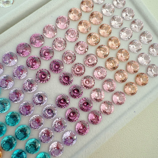 5A 6-8mm Round Coated Nest Cut Loose CZ Stone - 2pcs