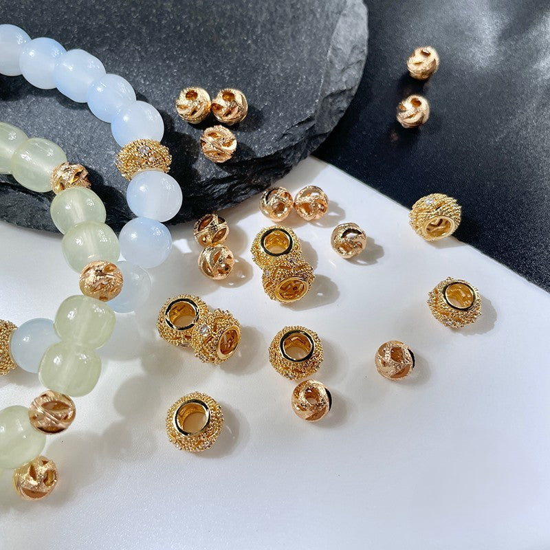 (10pcs)Tarnish-Resistant CZ-Set Hollow Spacer Beads / Wheel Spacers