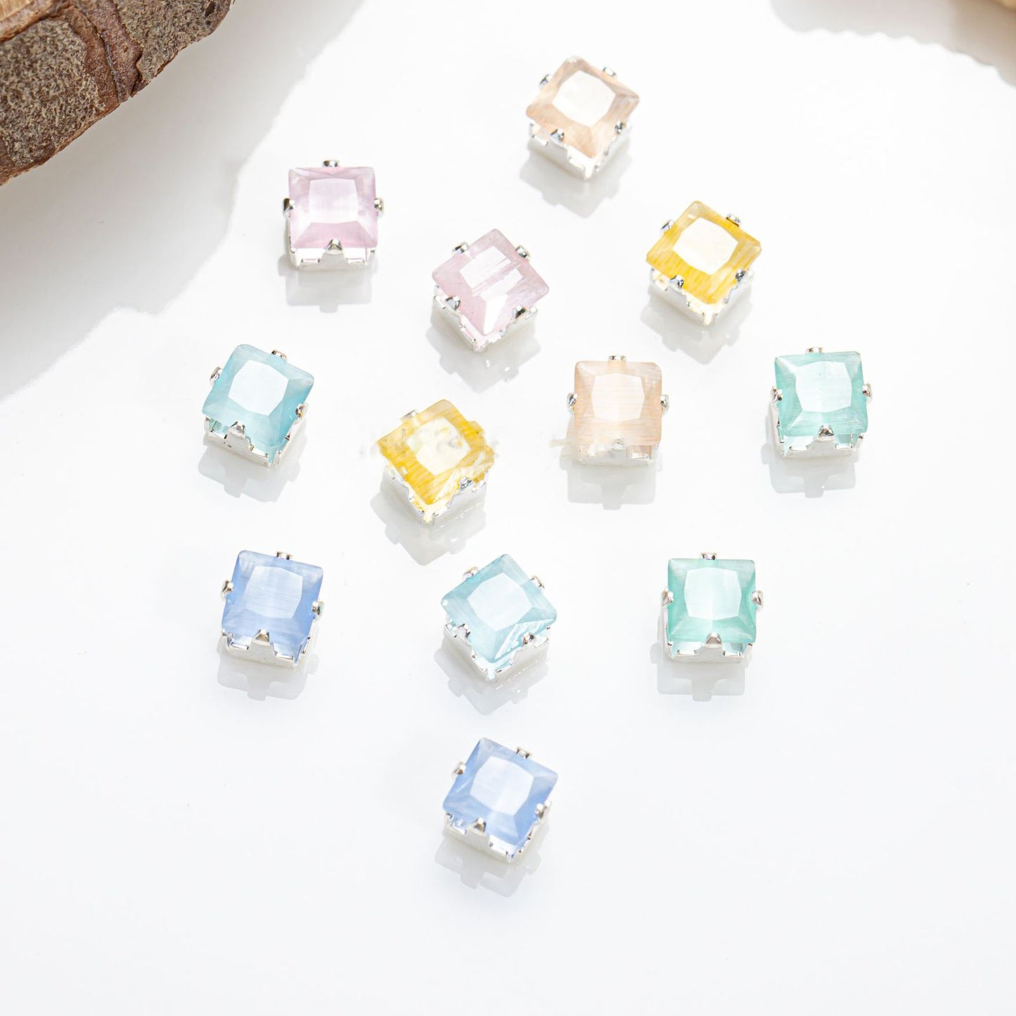 4mm Cat Eye Square Zircon Beads