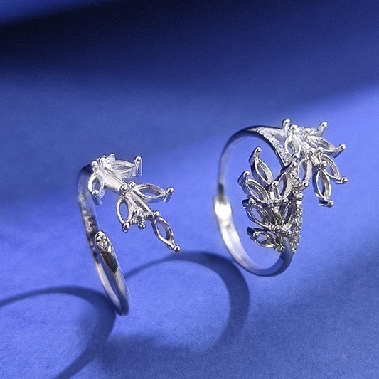 925 Sterling Silver Ring Mount for 2x4mm Marquise Gemstone, French Minimalist