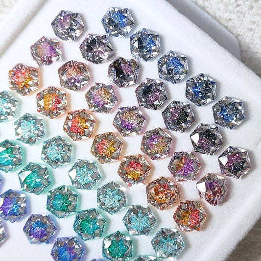 5A 6mm Gradient Hexagram Cut Sandwich Snowflake Loose CZ Stone - 2pcs