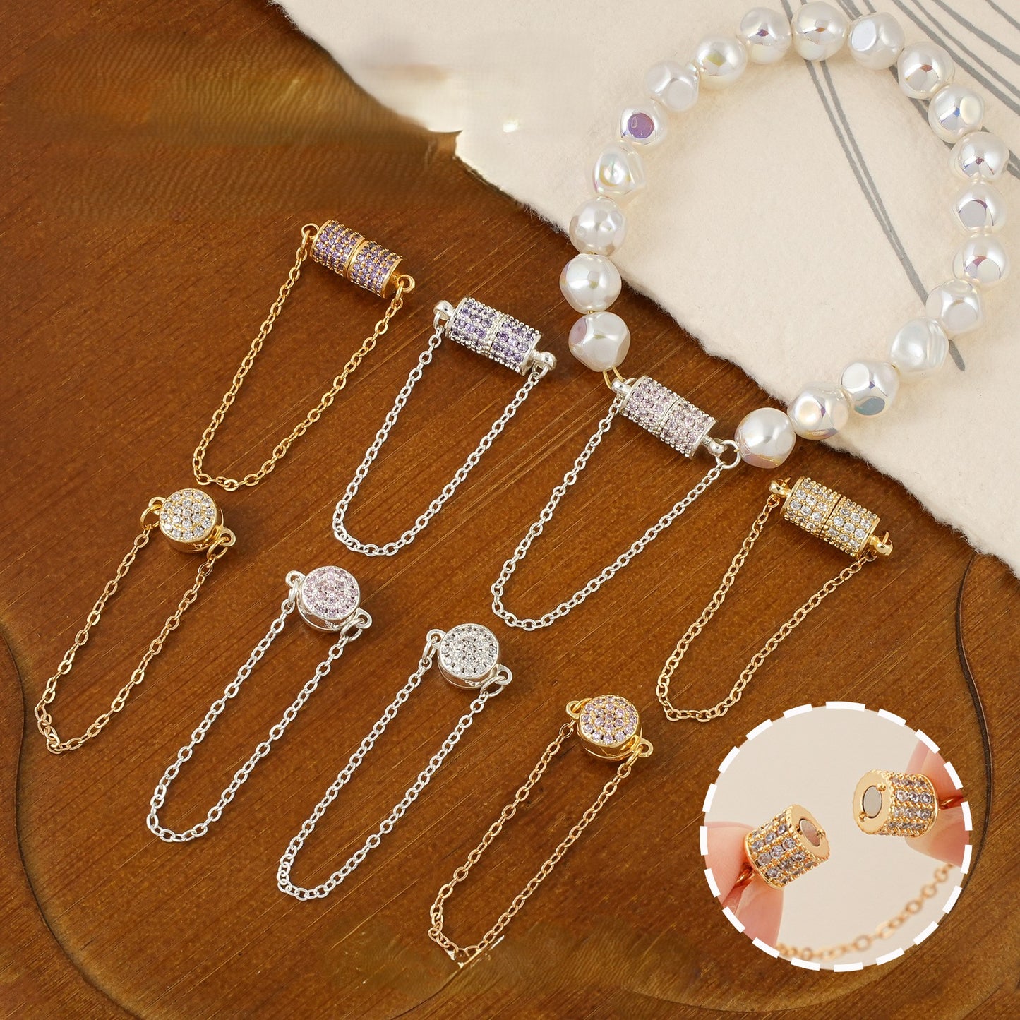 Full Diamond Cylinder Magnetic Clasp