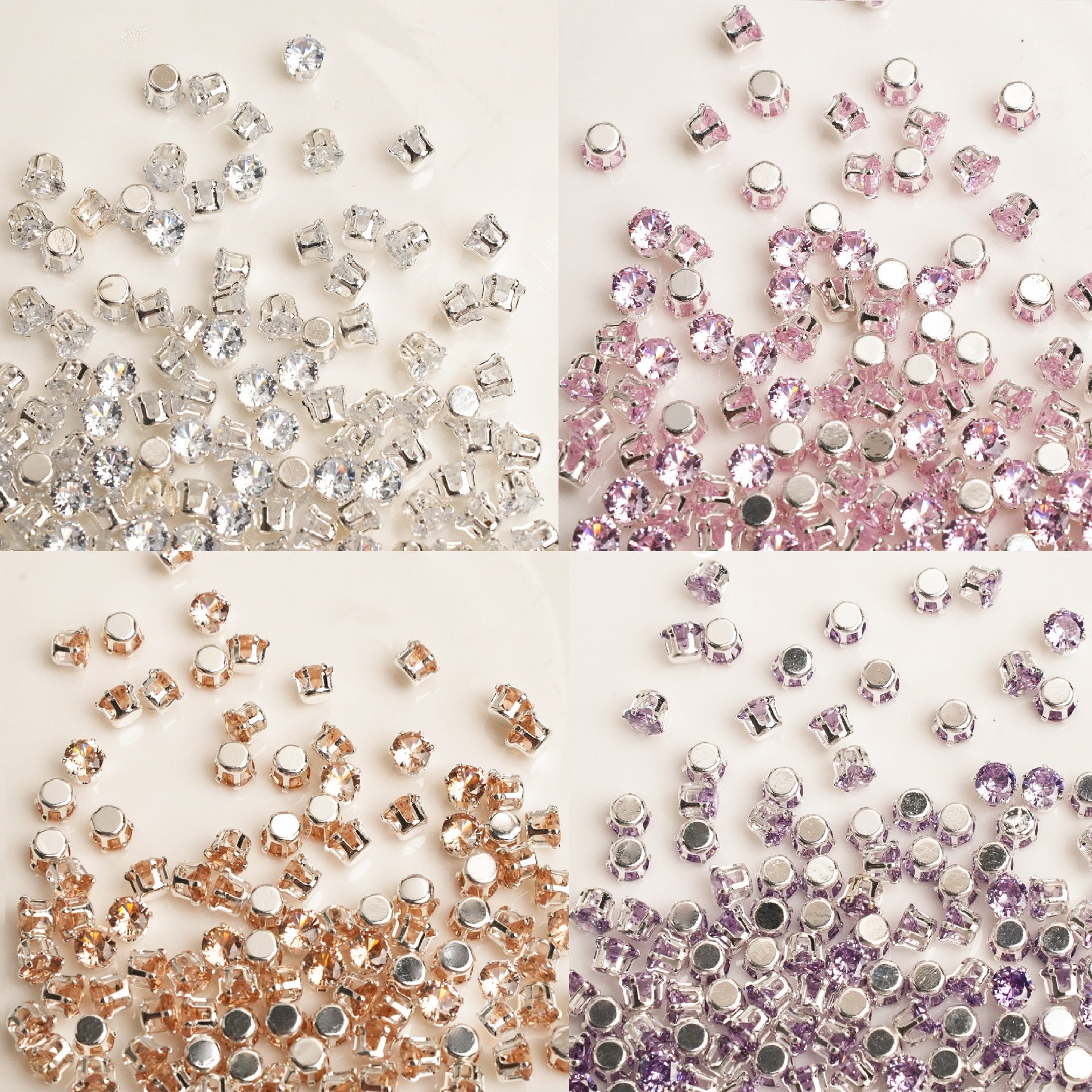 (100pcs)3MM Round Prong-Set CZ