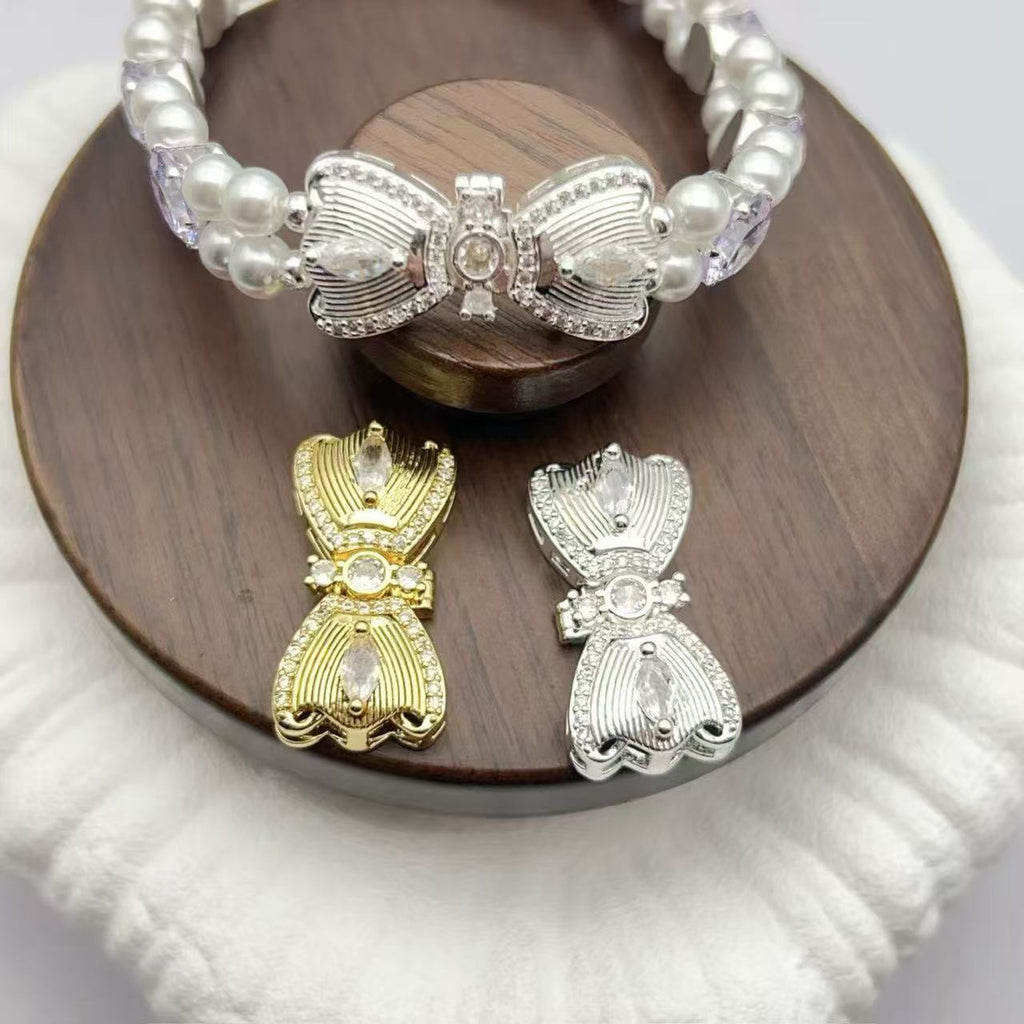 Bow Shaped Paved Rhinestone Closure