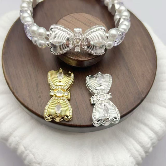 Bow Shaped Paved Rhinestone Closure
