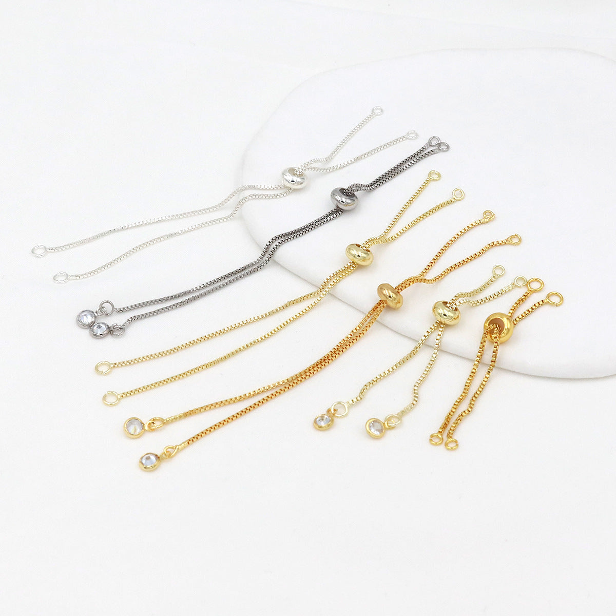 Adjustable Slider Chain With CZ Cubic Zirconia Ends