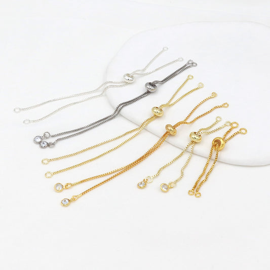 Adjustable Slider Chain With CZ Cubic Zirconia Ends