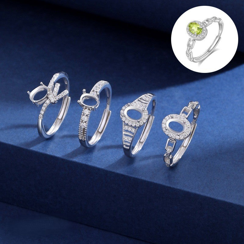 925 Sterling Silver Ring Mount for 4x6mm Oval Gemstone, Minimalist Luxury Designer Setting