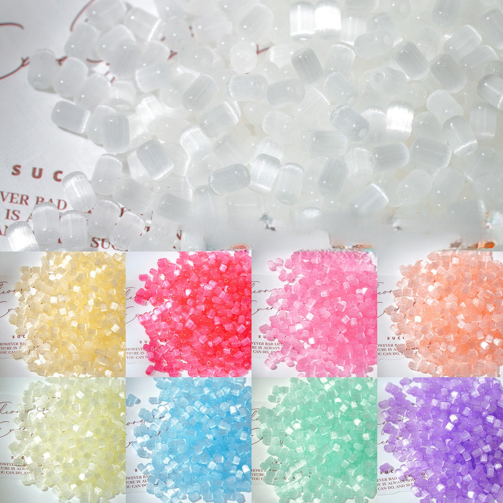 (200pcs)4x6mm Brushed Cat's Eye Date-Shape Glass Seed Beads